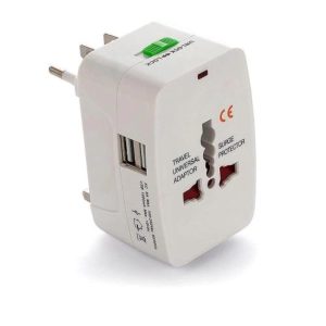 Adaptador Tomada Universal Com USB Padrão Internacional, Mais de 150 Países, Para Viagem, Bivolt, EUA, UK, JP, AU, EU – TKLA