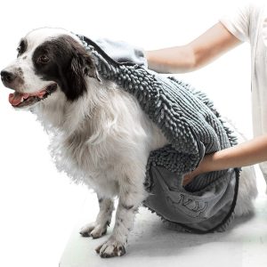 LUMAI Toalha de Microfibra Chenille Cachorro e Gato Superabsorvente, Secagem Rápida, Com Bolsos para Mãos, Lavável, Macia, Resistente, Acessório de Banho para Pets, Cães e Gatos…