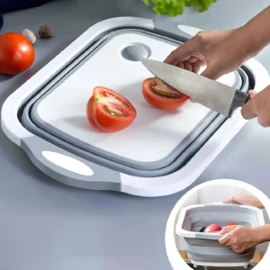 MagicPlus Tábua de Carnes, Cesto Escorredor e Bacia em Silicone Dobrável 3 em 1