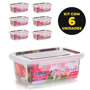 [6 Unidades] - Pote Marmita Reutilizável Fitness 750ml Freezer Microondas Transparente Resistente